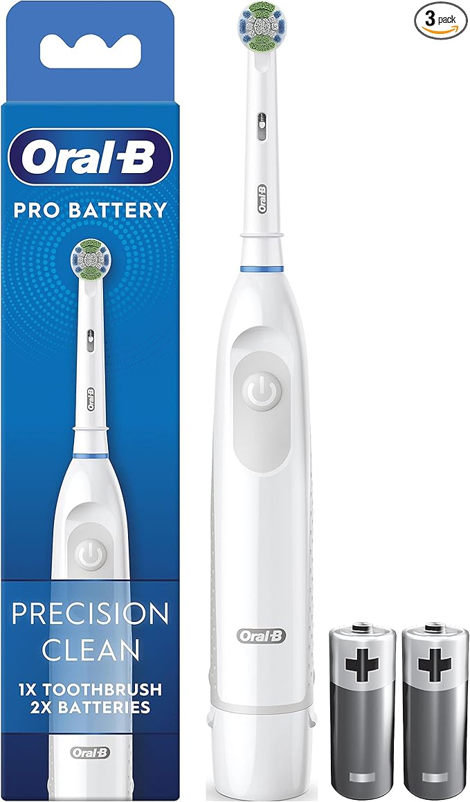 oral b oral-b pro battery , precision clean toothbrush head, 2 batteries included, white