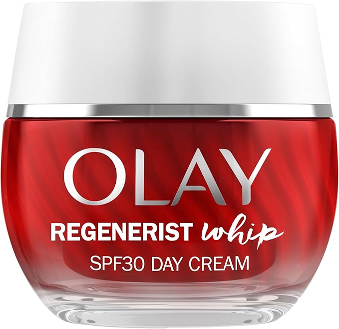 olay olay regenerist whip day face cream spf30, lightweight anti-wrinkle + firming skincare moisturiser with sun protection,